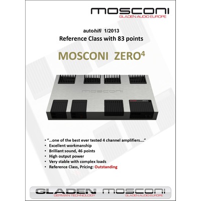 Mosconi Gladen Zero 4 nagy teljesítményű High End négycsatornás autóhifi erősítő - Kép 1.