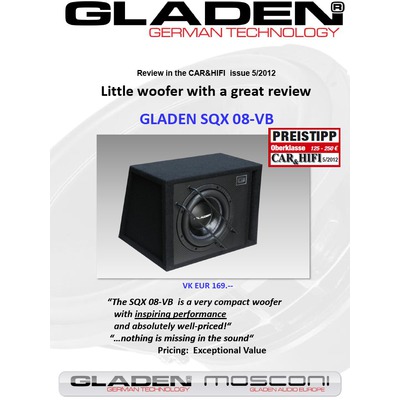 Gladen Audio SQX 08 autóhifi subwoofer - Kép 1.
